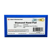Alpha blue 60 grit diamond hand pad on a white background