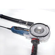Alpha ecoguard type g attached to bosch grinder bottom view on a white background