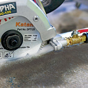 alpha esc-125 5 inch stone cutter water jet with katana blade cutting porcelain