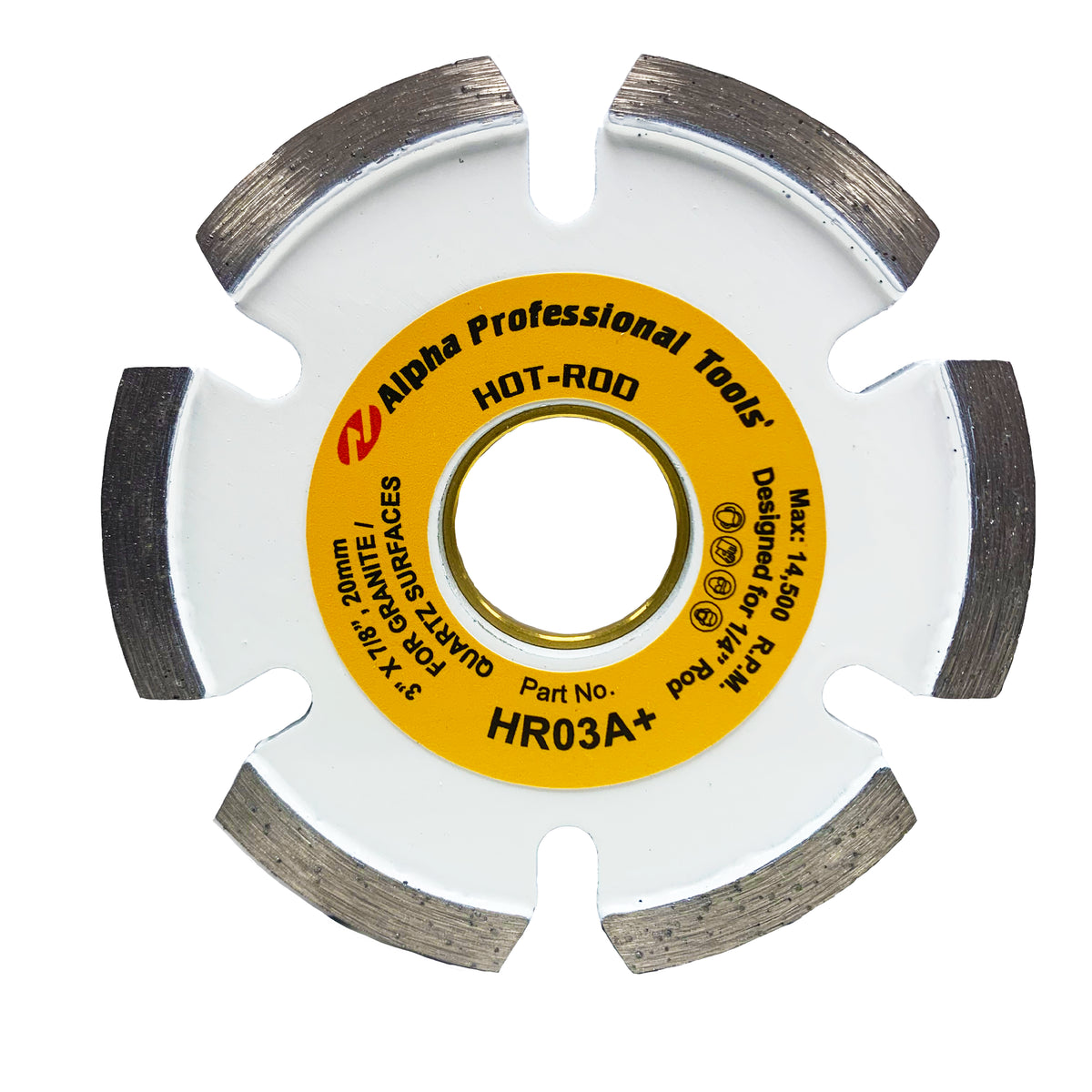 Diamond cutting wheel with Alpha Professional Tools branding on a white background