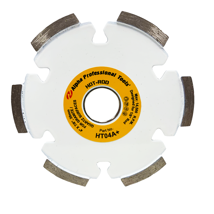 Alpha Professional Tools Hot-Rod Wet/Dry Channel Cutting Blades for Granite with 1/8" Rod.