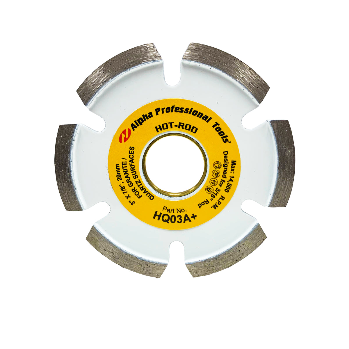 Diamond cutting wheel with Alpha Professional Tools branding on a white background