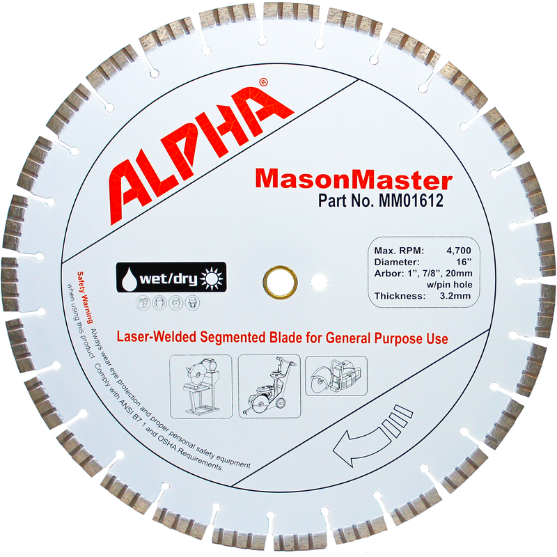 Alpha Professional Tools MasonMaster Diamond Blade, 16 Inch