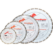 Set of diamond cutting discs with Alpha MasonMaster branding on a white background