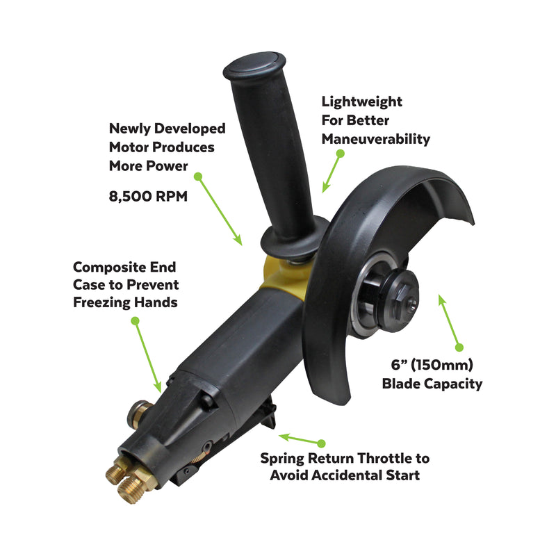 Alpha psc-600 pneumatic stone cutter with features on a white background