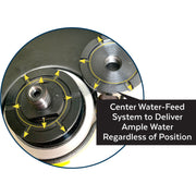 Alpha psc-600 pneumatic stone cutter water feed closeup on a white background