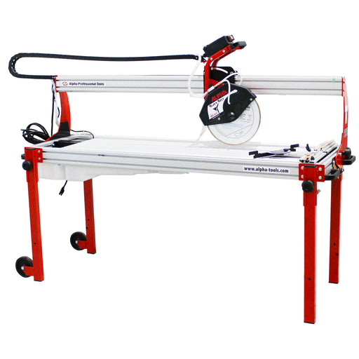 Alpha black belt Tile cutting machine with red and white design on a white background