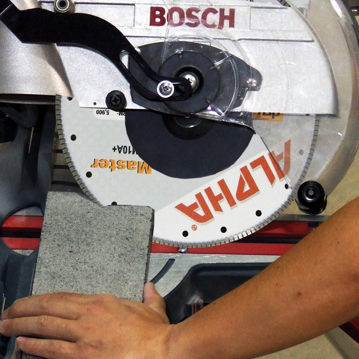Alpha 10 inch Trim Master blade cutting granite
