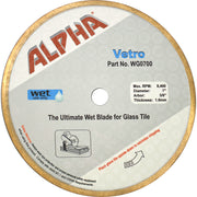 Alpha 7 inch Vetro diamond blade for glass tile cutting on a white background
