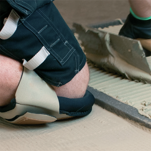 Contractor wearing BIHUI Neoprene Leatherette Knee Pads while Kneeling