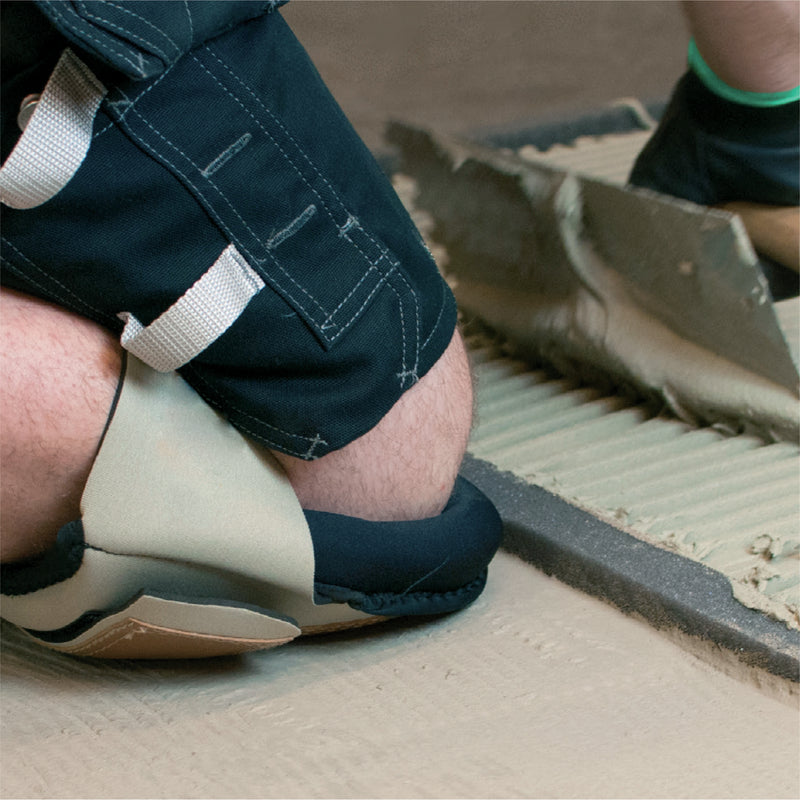 Contractor wearing BIHUI Neoprene Leatherette Knee Pads while Kneeling