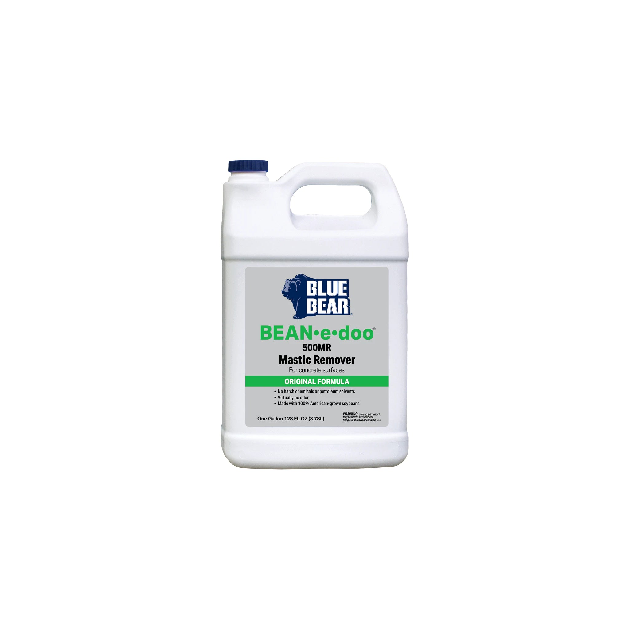 1 Gallon Jug of Blue Bear BEAN-e-doo 500MR Mastic Remover for Concrete surfaces