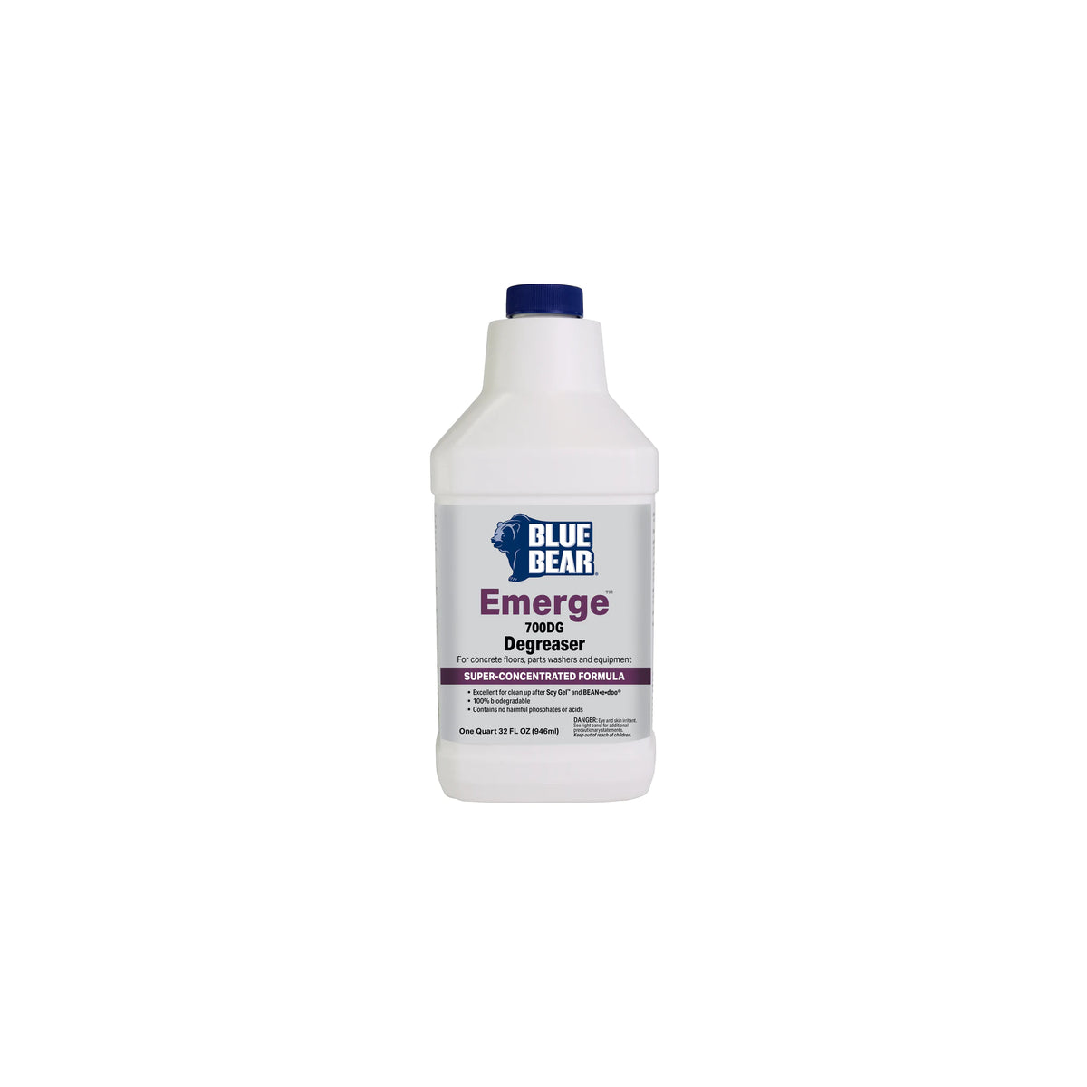 1 Quart Container of Blue Bear Emerge 700DG Degrease for Concrete floors, parts washers and equipment