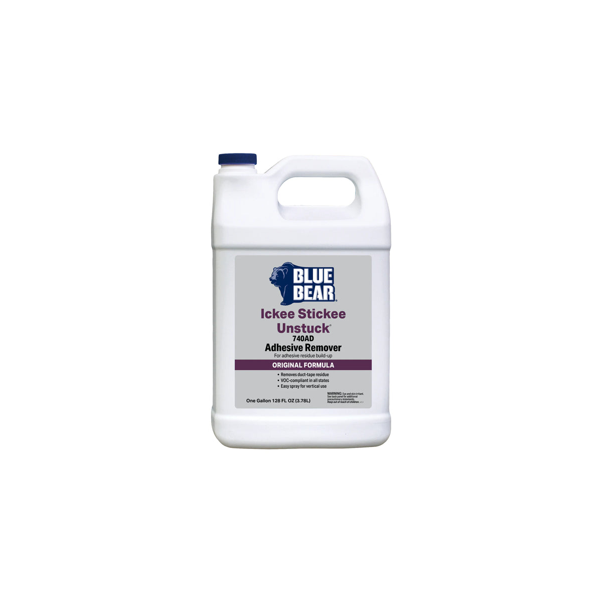 1 Gallon Jug of Blue Bear ickee Stickee Unstuck 740AD Adhesive Remover