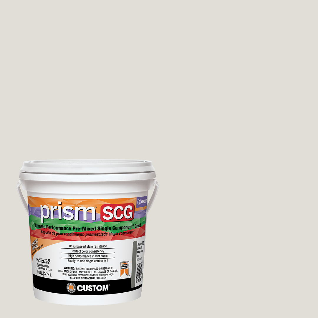 Prism SCG grout bucket on a bleached wood background