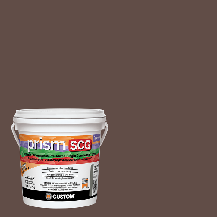 Prism SCG grout bucket on a sable brown background