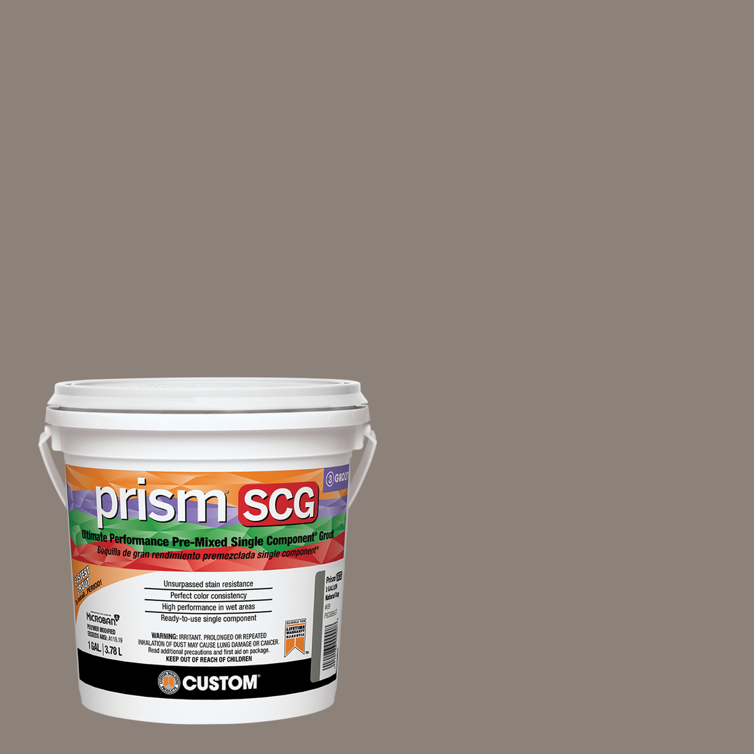 Prism SCG grout bucket on a walnut background