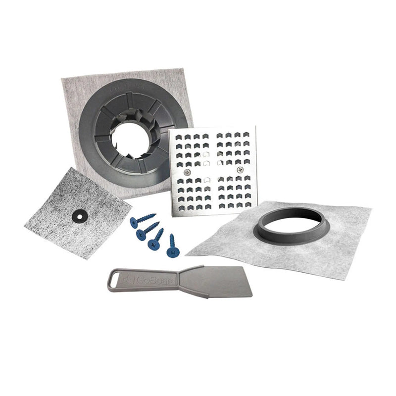 GoBoard Point Drain Shower Pan Kit