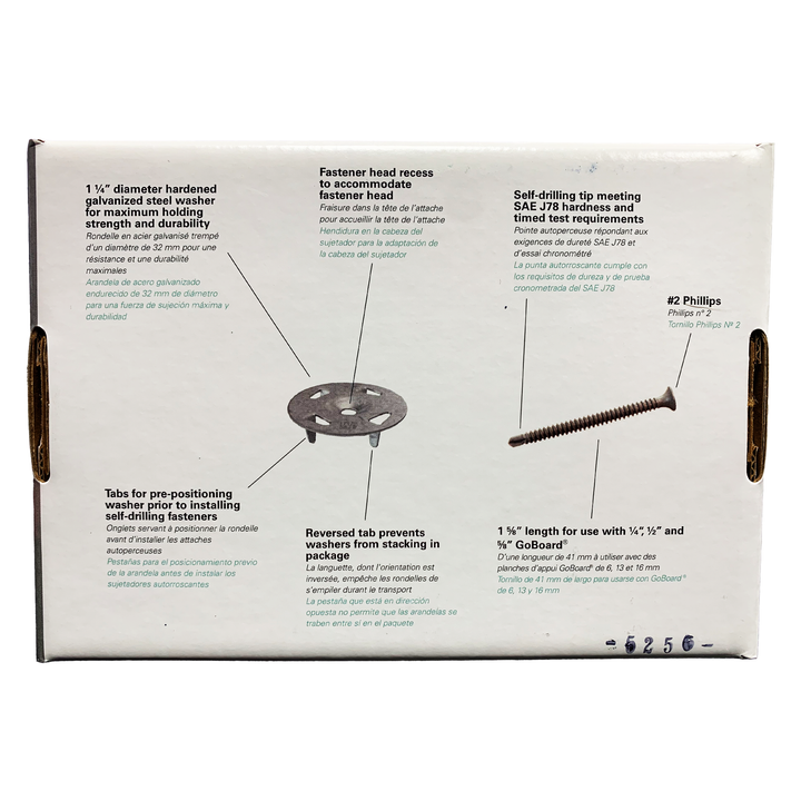 GoBoard Washers for Metal Studs Box, Back