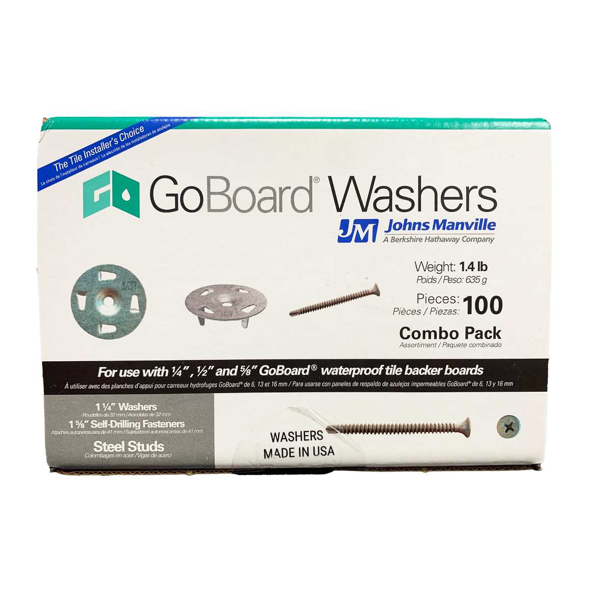 GoBoard Washers for Metal Studs Box, Front 
