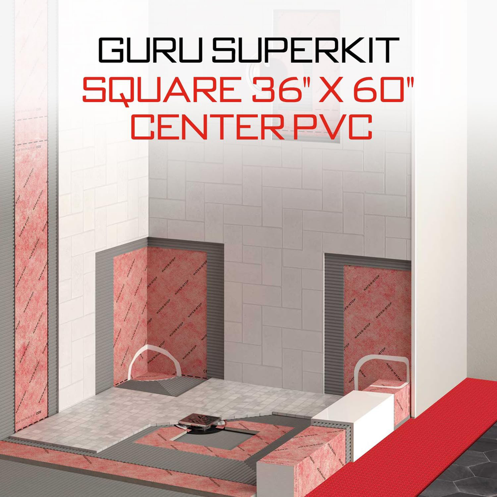 Guru 36"x60" PVC Center Drain Shower System