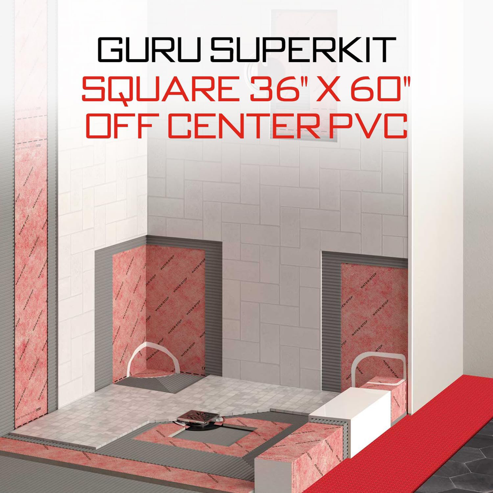 Guru 36"x60" PVC Off-Center Drain Shower System