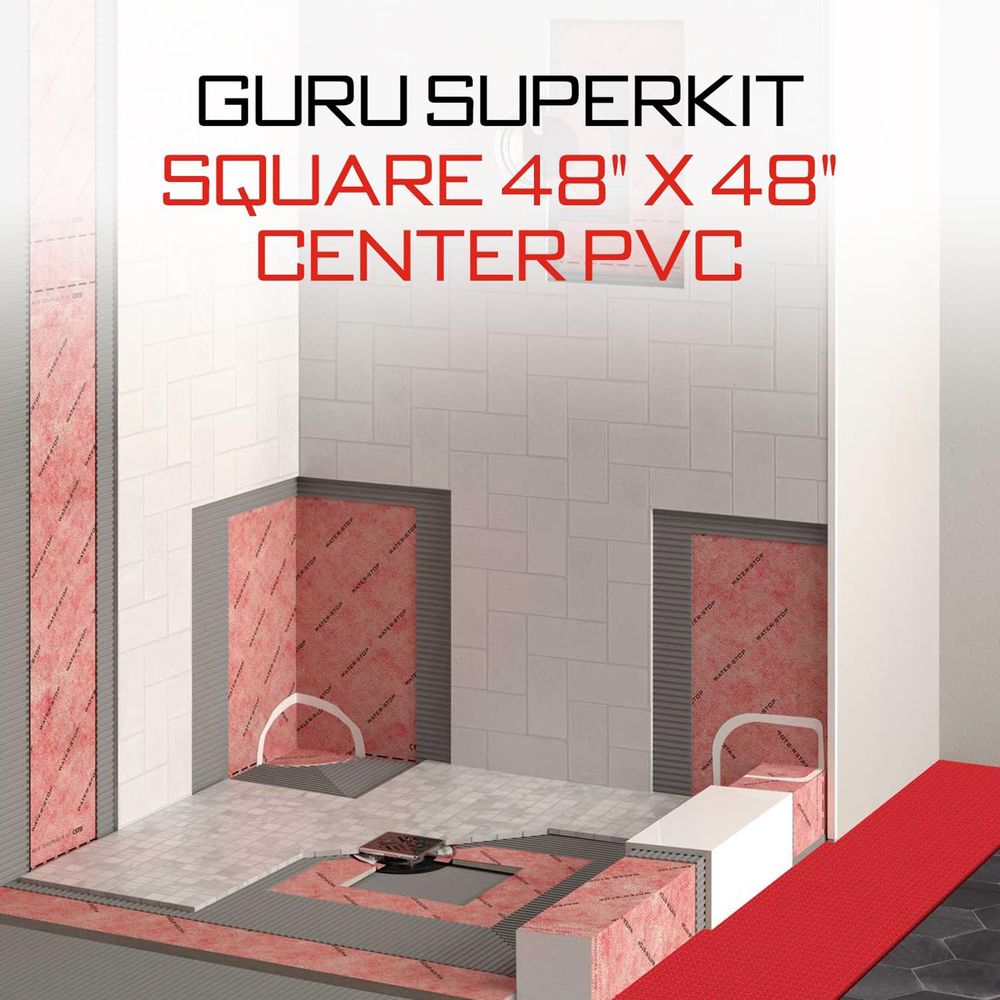 Guru 48"x48" PVC Center Drain Shower System