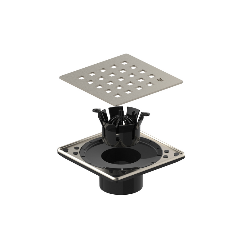 GURU Evo Lite PLUS 4-1/4" Square Shower Drain Cover & Hair Strainer