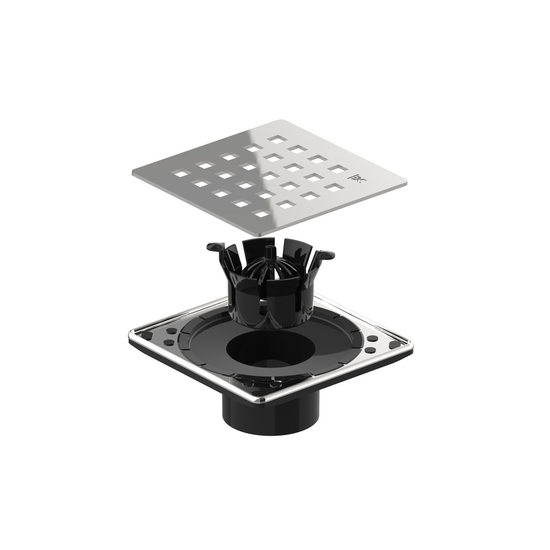 GURU Evo Lite PLUS 4-1/4" Square Shower Drain Cover & Hair Strainer