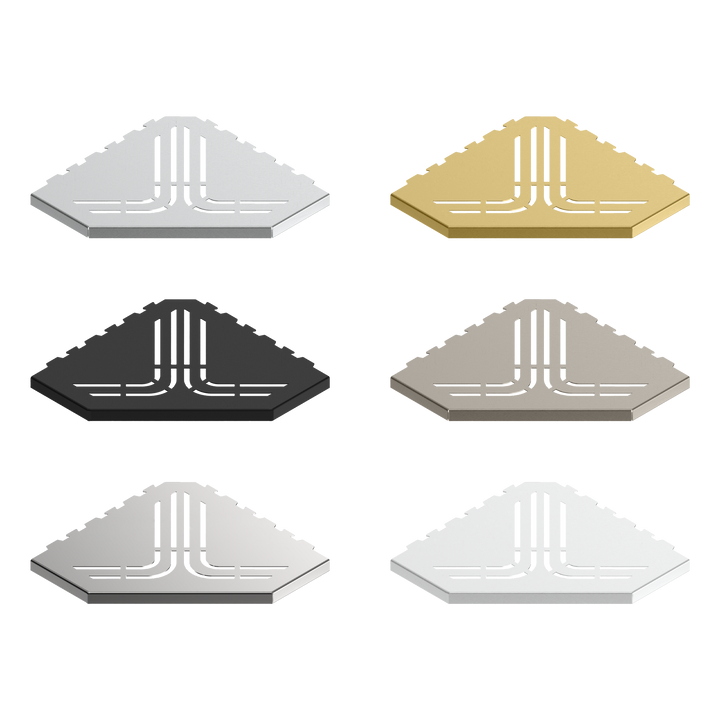 GURU Evolux BEAT Trapezoid Shower Corner Shelves, Brushed, Black, Gold, Nickel, Polished and White