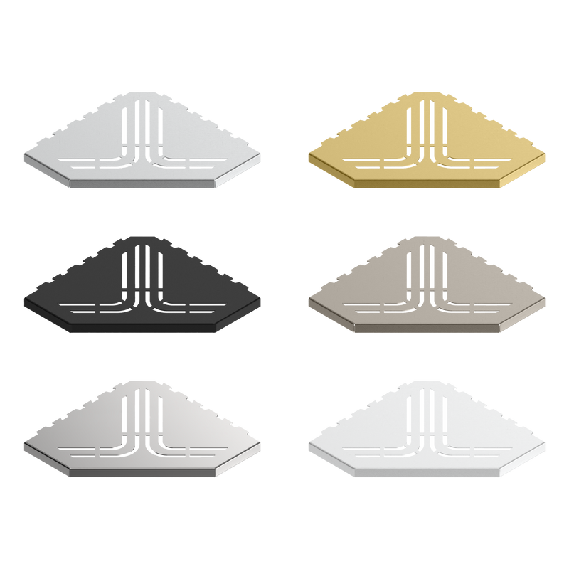 GURU Evolux BEAT Trapezoid Shower Corner Shelves, Brushed, Black, Gold, Nickel, Polished and White