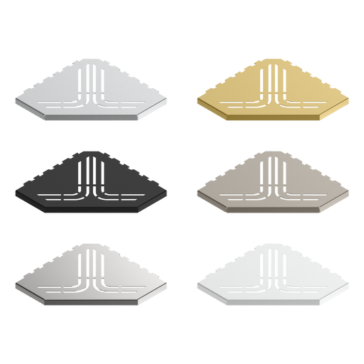 GURU Evolux BEAT Trapezoid Shower Corner Shelves, Brushed, Black, Gold, Nickel, Polished and White