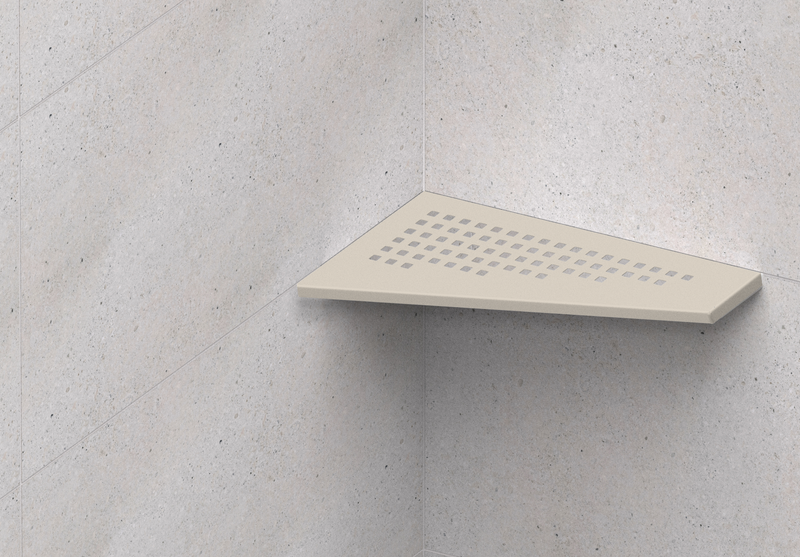 GURU Evolux PLUS ASIM Shower Corner Shelf Installed, Nickel