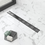 GURU Evolux PLUS Linear Drain & Strainer Installed, Black