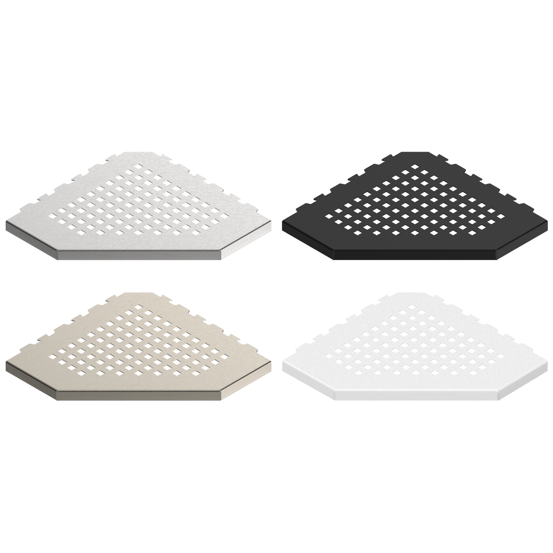 GURU Evolux PLUS Trapezoid Shower Corner Shelves, Brushed, Black, Nickel, and White