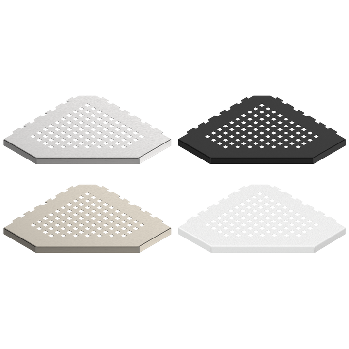 GURU Evolux PLUS Trapezoid Shower Corner Shelves, Brushed, Black, Nickel, and White