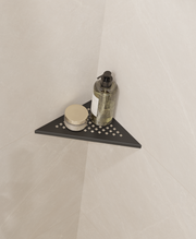 GURU Evolux PLUS Triangle Shower Corner Shelf Installed, Black