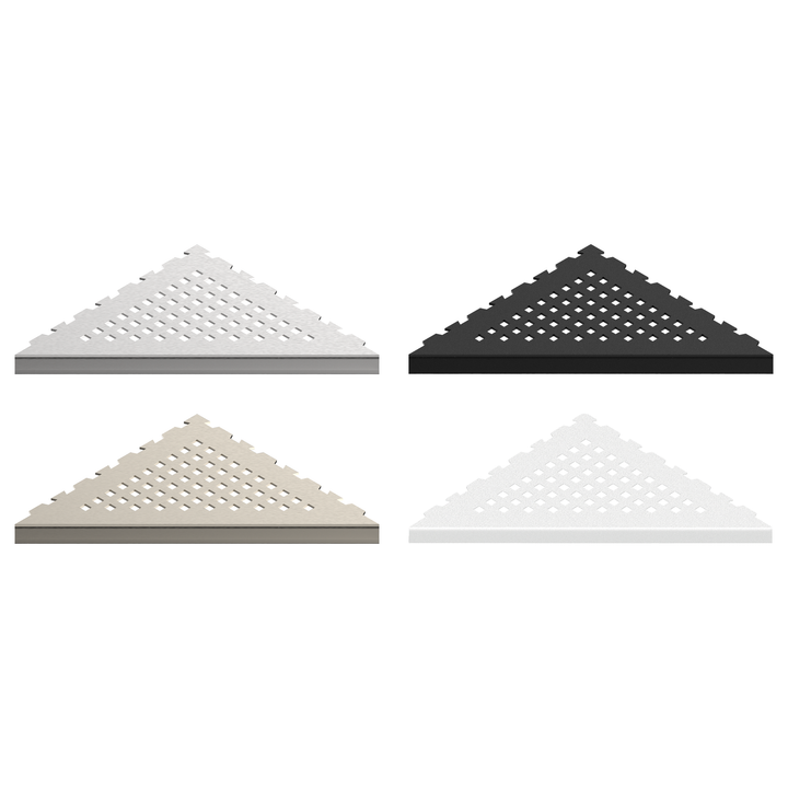 GURU Evolux PLUS Triangle Shower Corner Shelves, Brushed, Black, Nickel & White