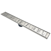 GURU Evolux 24" Zen Brush Linear Drain & Strainer, Stainless Steel. Diagonal View.
