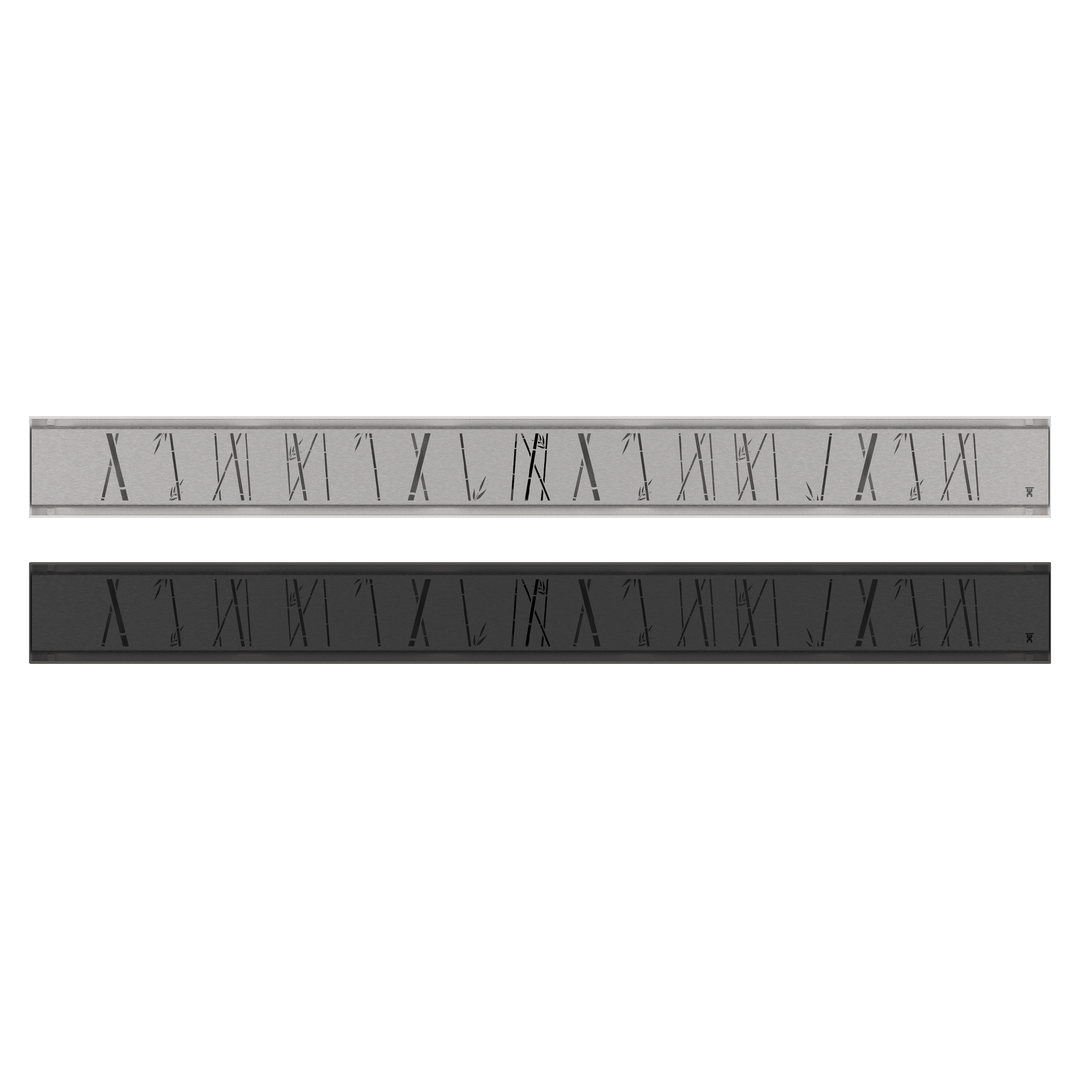 GURU Evolux 24" Zen Brush Linear Drain & Strainer, Black and Stainless Steel