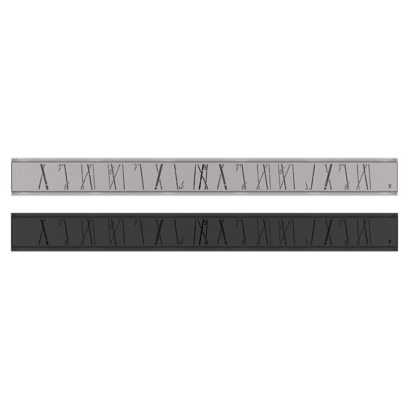 GURU Evolux 24" Zen Brush Linear Drain & Strainer, Black and Stainless Steel