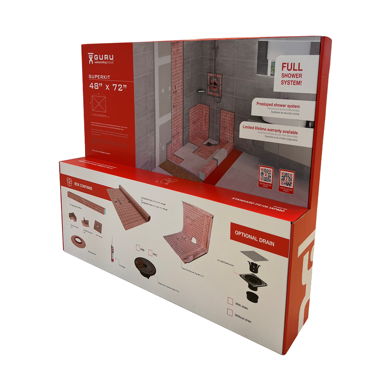 GURU Superkit Square Center Drain PVC Shower System, 48" x 72"
