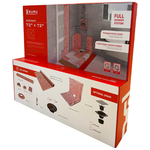 GURU Superkit Square Center Drain PVC Shower System, 72" x 72"