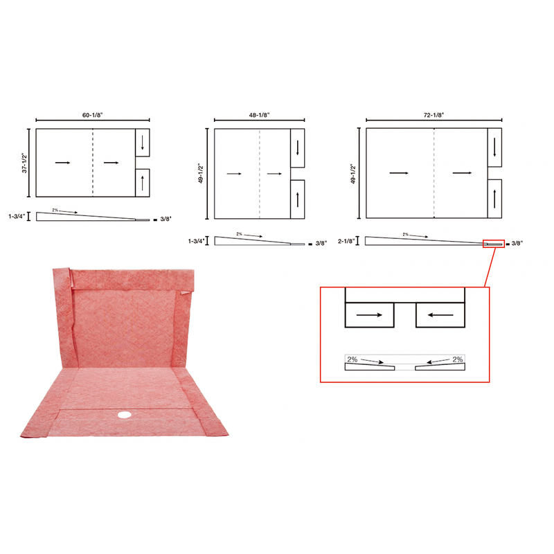 GURU Water-Stop Heavy Duty Presloped Shower Tray for Linear Drains Diagrams