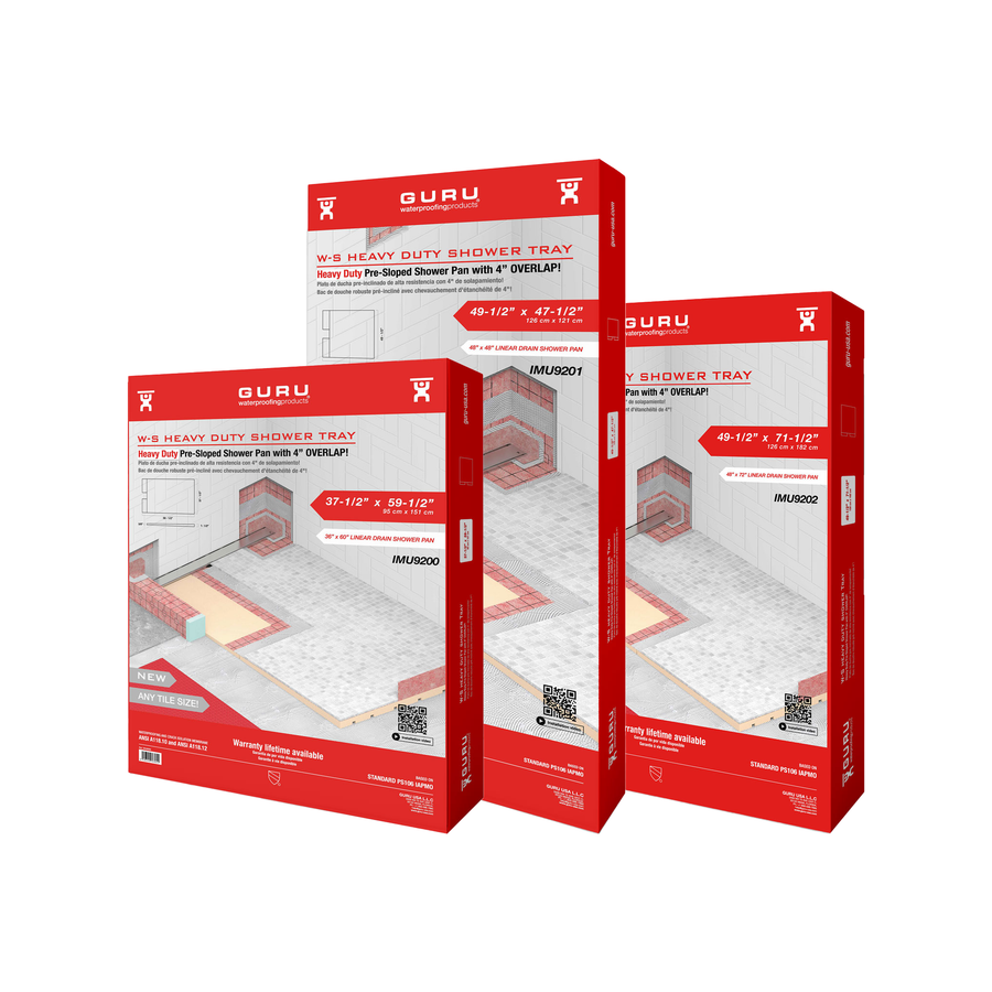 GURU Water-Stop Heavy Duty Presloped Shower Tray for Linear Drains