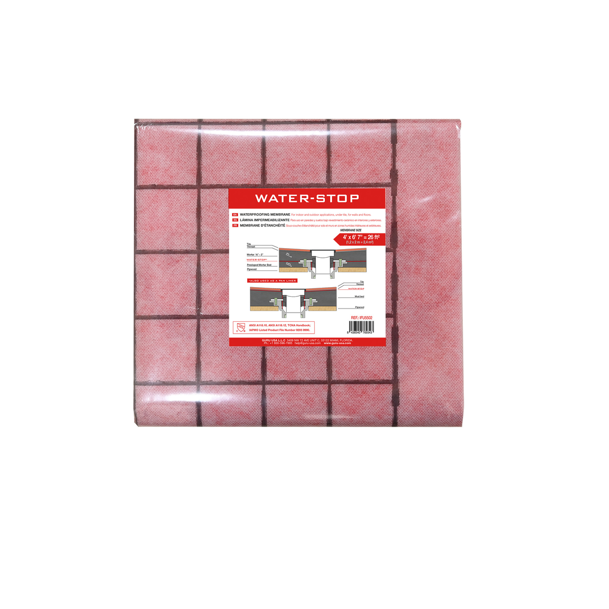 GURU Water-Stop Waterproofing Membrane Sheet, 26 sq ft