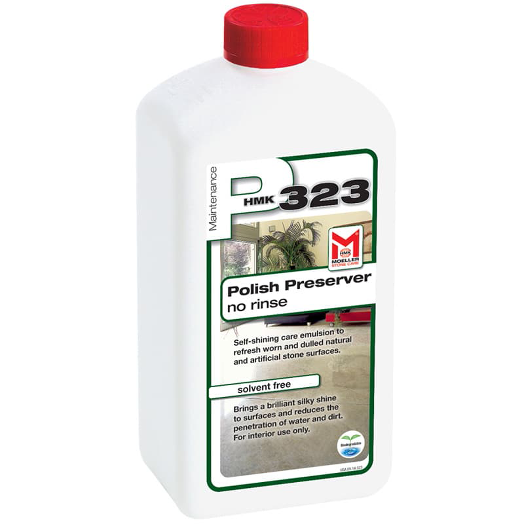 HMK P323 Polish Reserve - No Rinse, premium stone polish for natural and artificial stones, 1-liter bottle