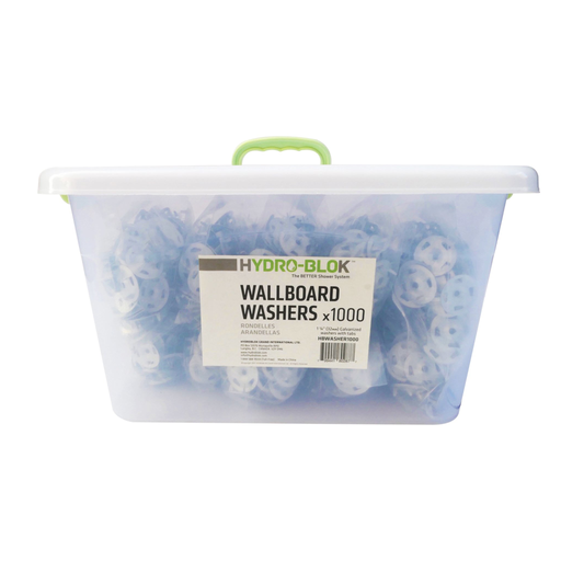 Hydro-Blok 1.25" Galvanized Washers with Tabs, 1000pc Bucket