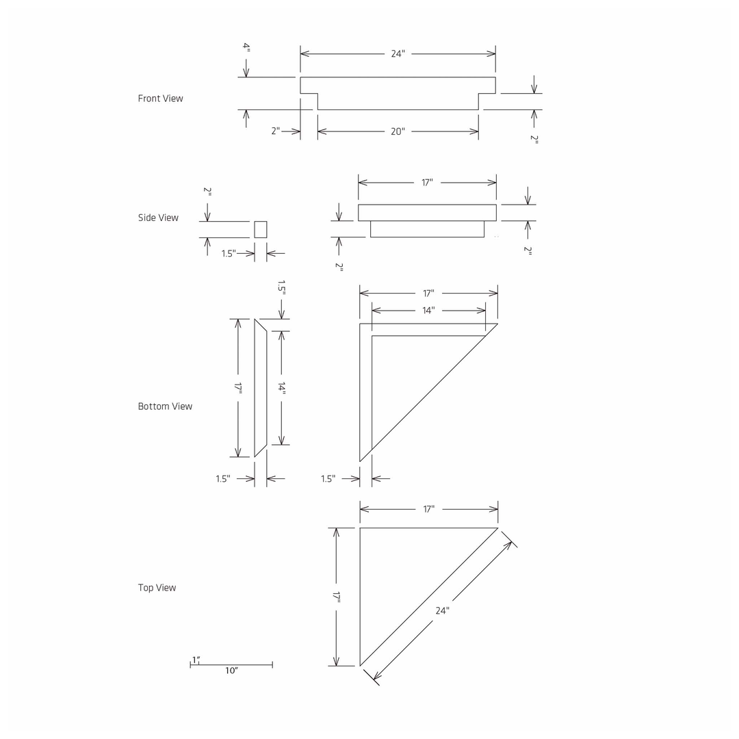 Hydro-Blok 17" x 17" x 24" Medium Suspended Bench Blueprint