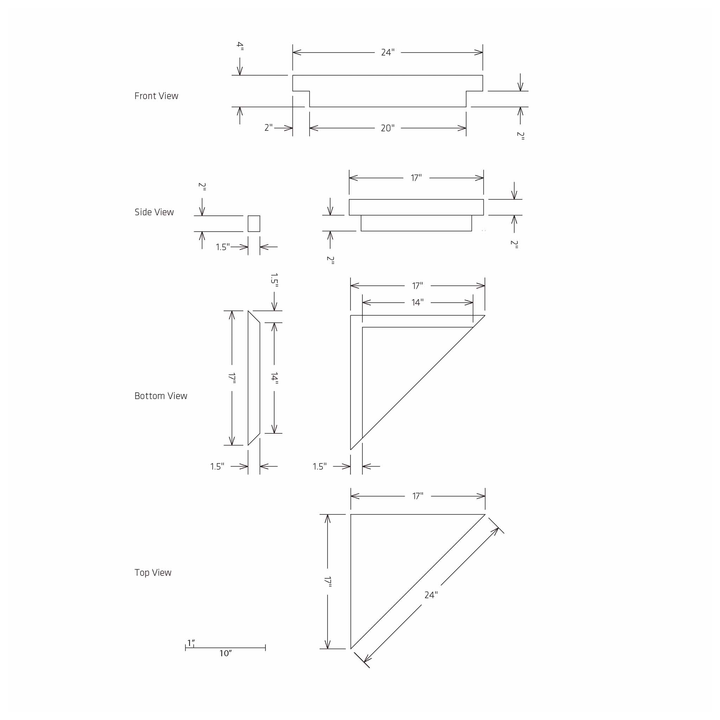 Hydro-Blok 17" x 17" x 24" Medium Suspended Bench Blueprint